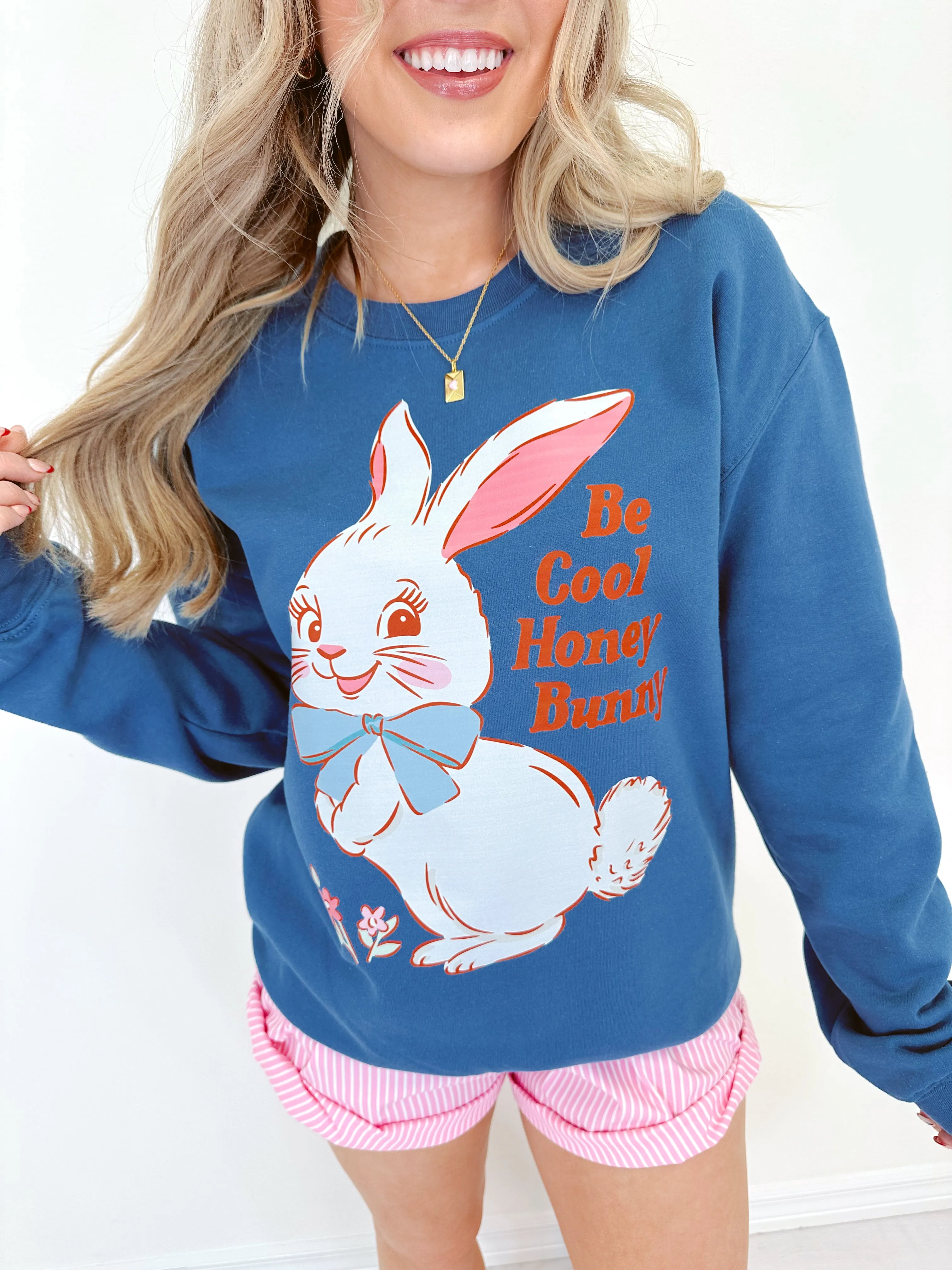 Honey Bunny Graphic Sweatshirt - Indigo Blue