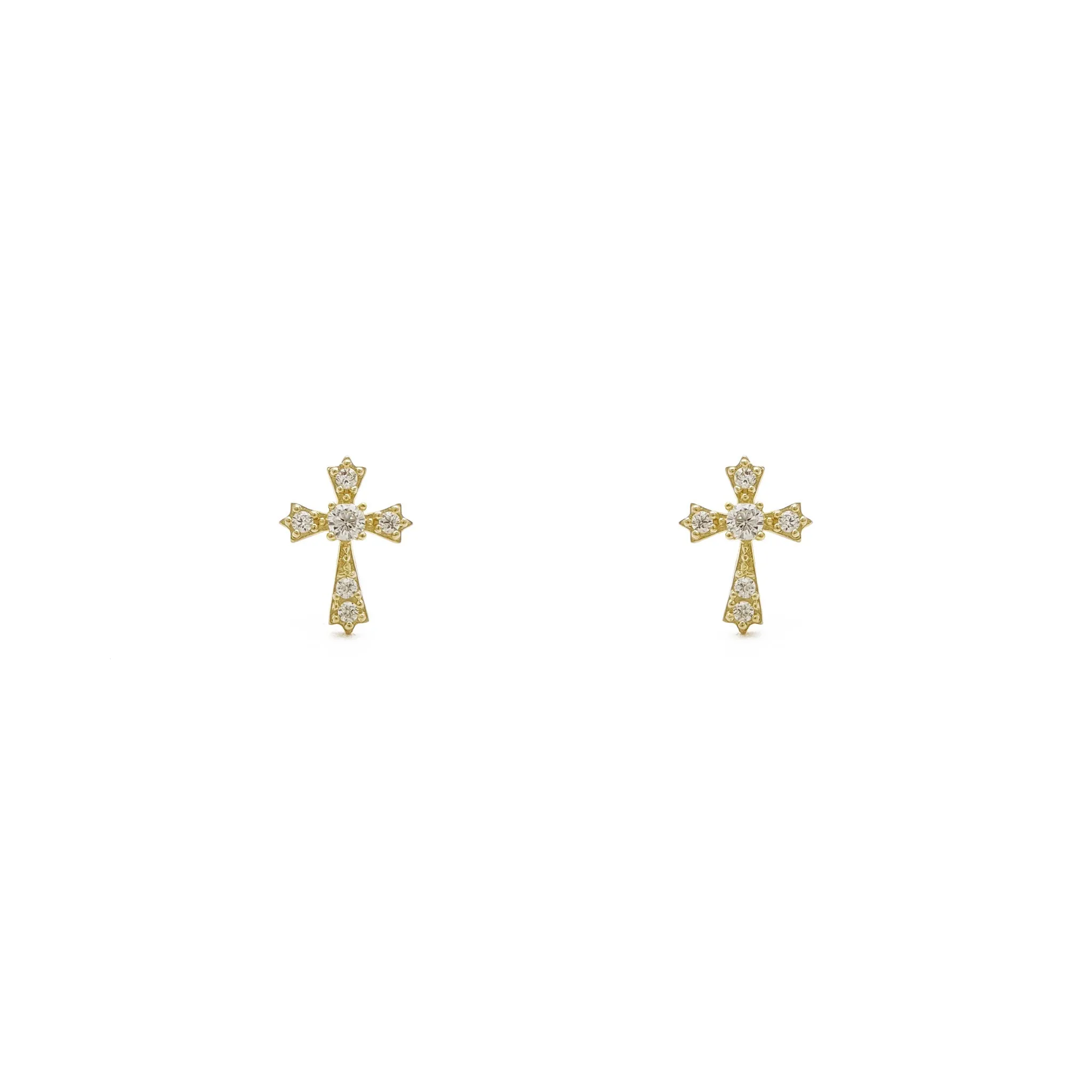 Icy Sharp Patonce Cross Stud Earrings (14K)