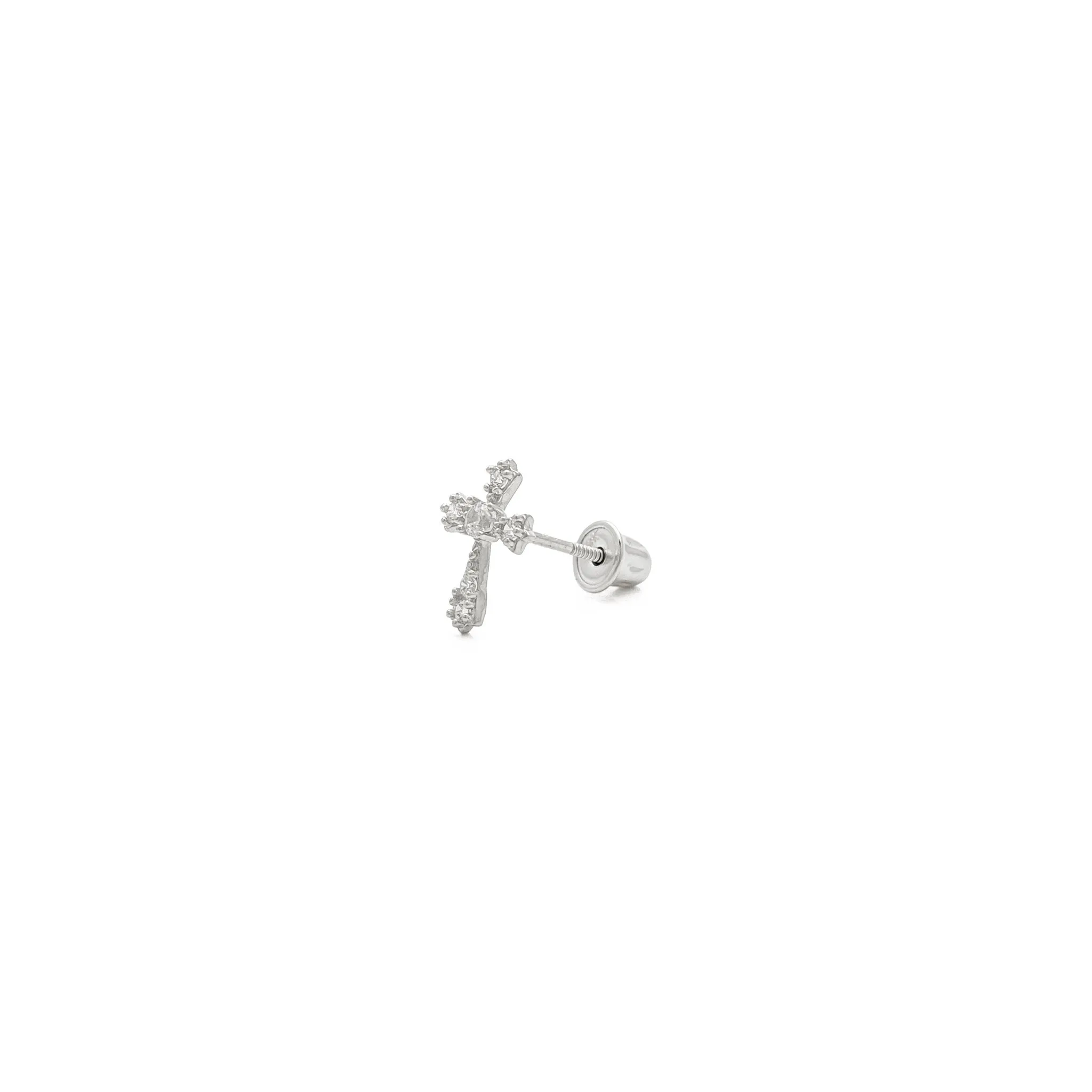 Icy Sharp Patonce Cross Stud Earrings (14K)