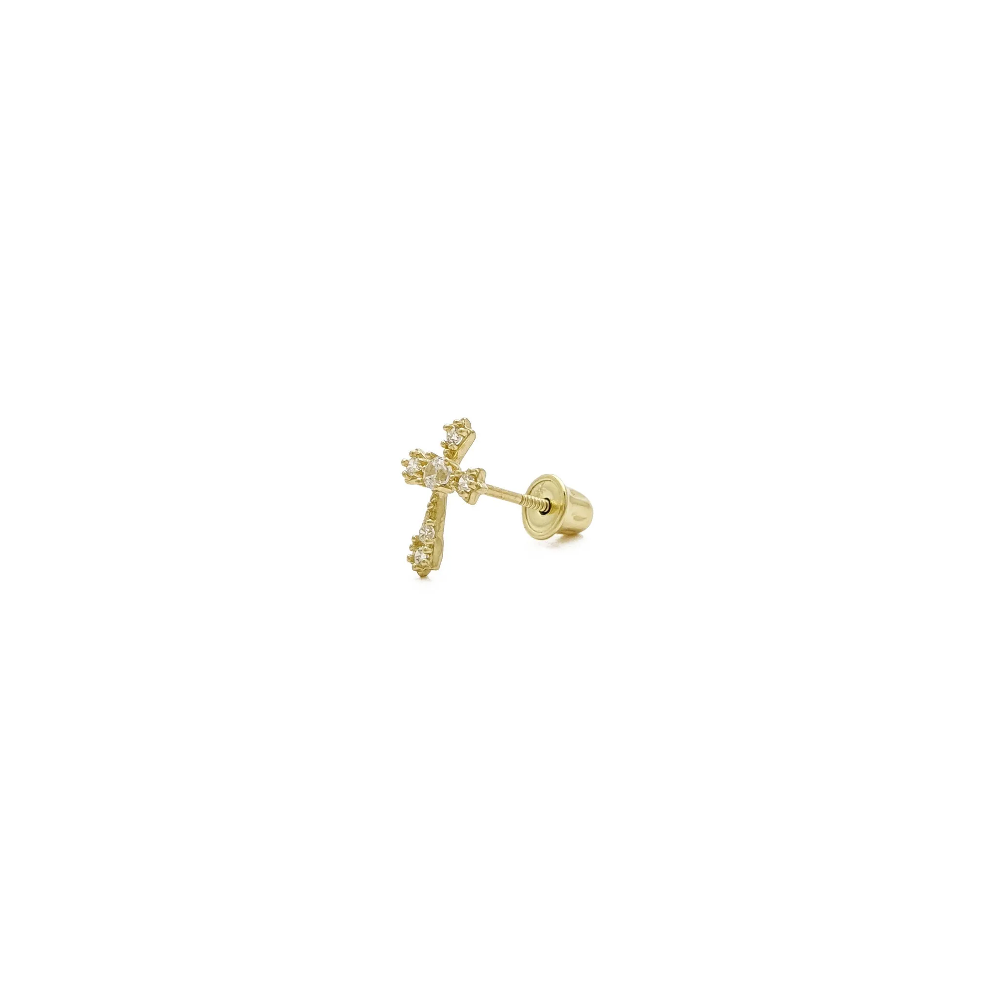 Icy Sharp Patonce Cross Stud Earrings (14K)