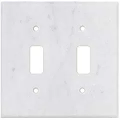 Italian Carrara White Marble Switch Plate Cover, Polished (2 TOGGLE)