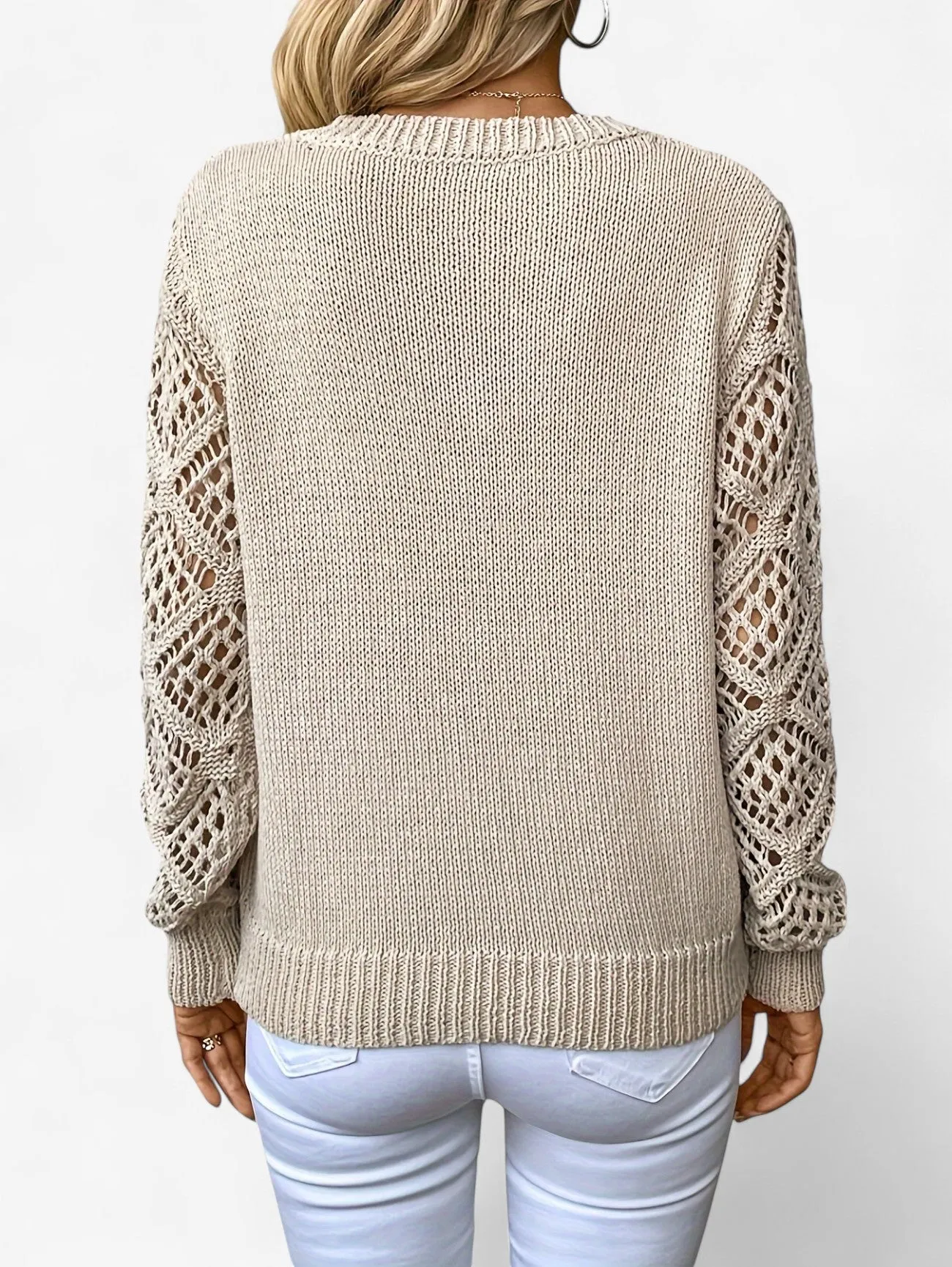 Jada | Women's Soft Knit Crochet Long Sleeve Sweater