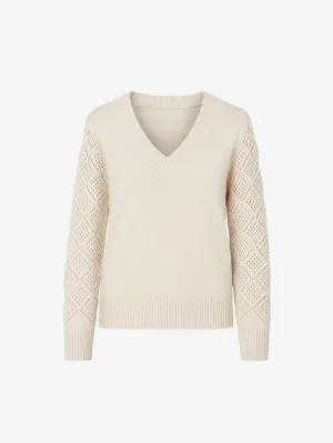 Jada | Women's Soft Knit Crochet Long Sleeve Sweater