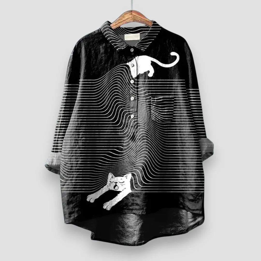 Kathrin | Airy Blouse with Dog Motif Made from Premium Material