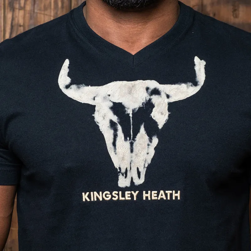 Kingsley Ink Blot Skull V-Neck Tee Mamba
