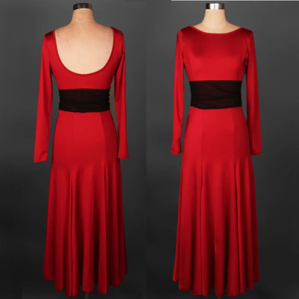 Latin Dance Dresses Women's Performance Spandex Ruffles Long Sleeve Dress / Modern Dance / Ballroom Dance