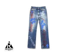 Levi's Medium Blue Stencil Denim "Blue Crosses"