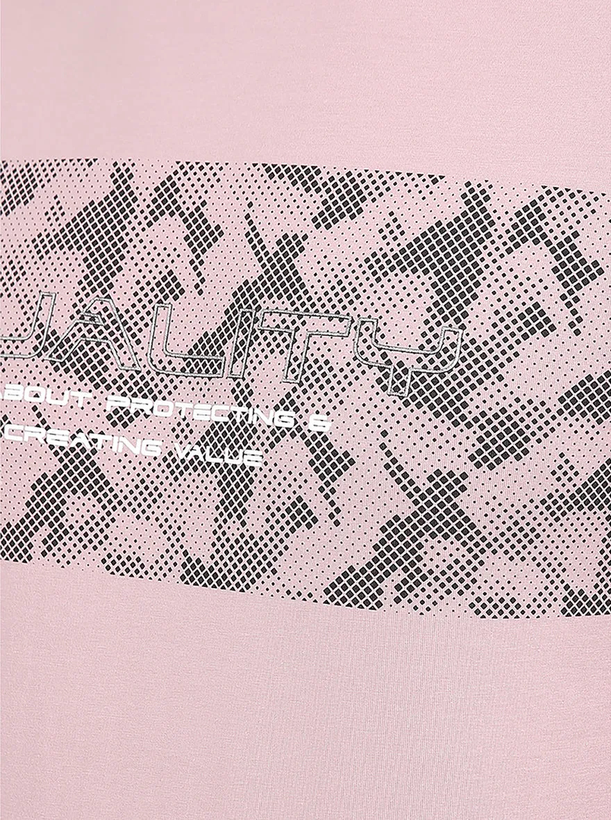 Light Pink Printed Slim Fit T-Shirt | JadeBlue