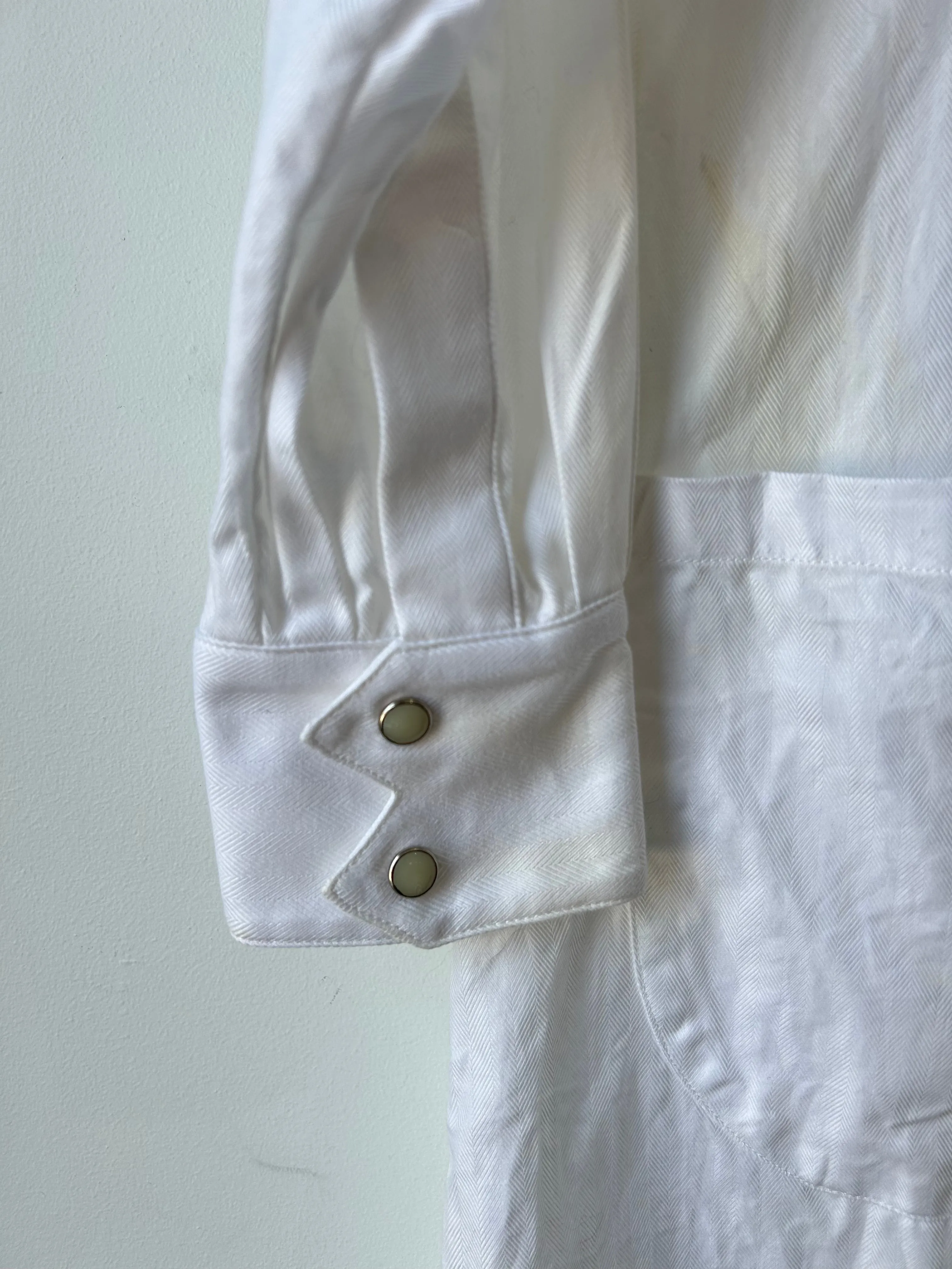 Lingua Franca White Western Dress with Embroidered Rainbow