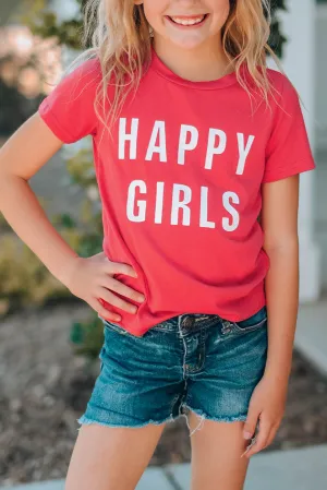 Little Girls' HAPPY GIRLS Letters Print Family Matching Tee