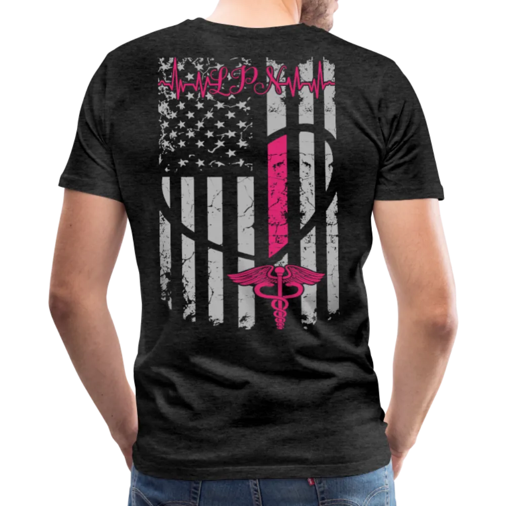LPN Nurse Flag Heartbeat Men's Premium T-Shirt