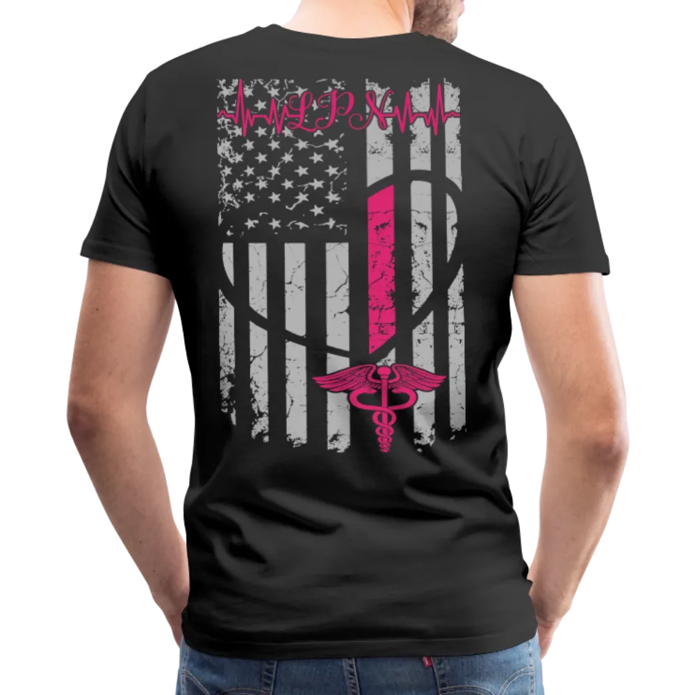 LPN Nurse Flag Heartbeat Men's Premium T-Shirt
