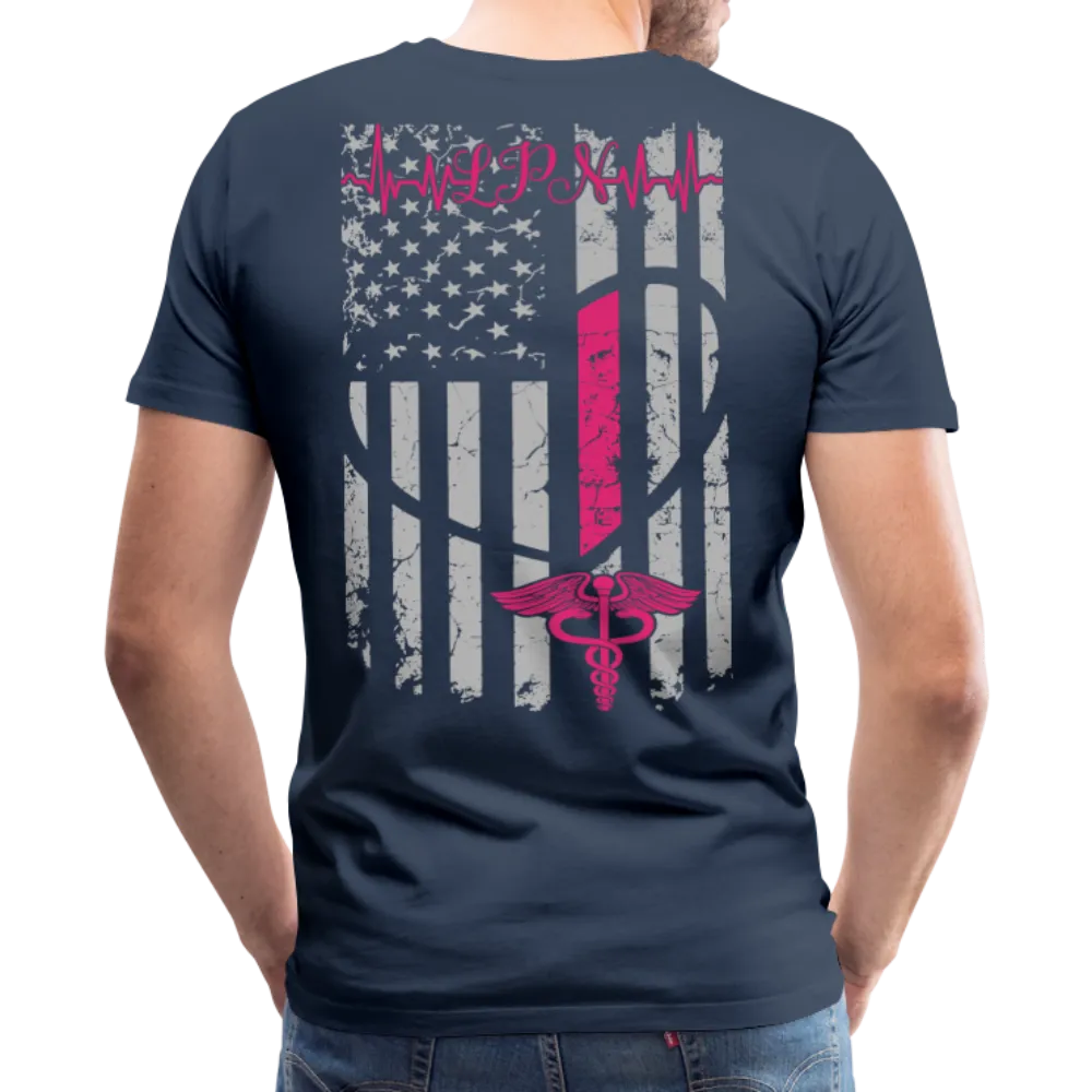 LPN Nurse Flag Heartbeat Men's Premium T-Shirt