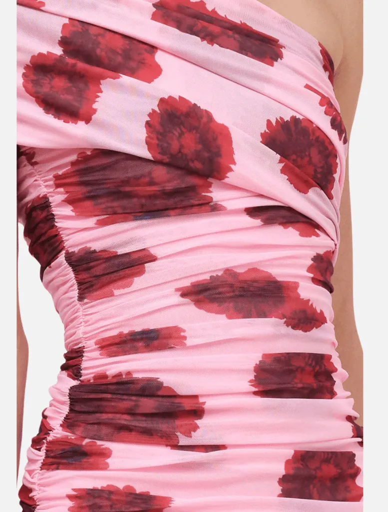 Luca Mesh Off Shoulder Mini - Pink Red