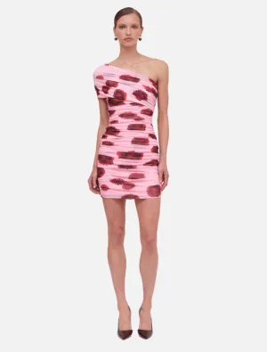 Luca Mesh Off Shoulder Mini - Pink Red