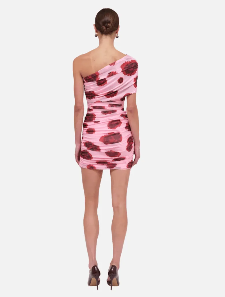 Luca Mesh Off Shoulder Mini - Pink Red