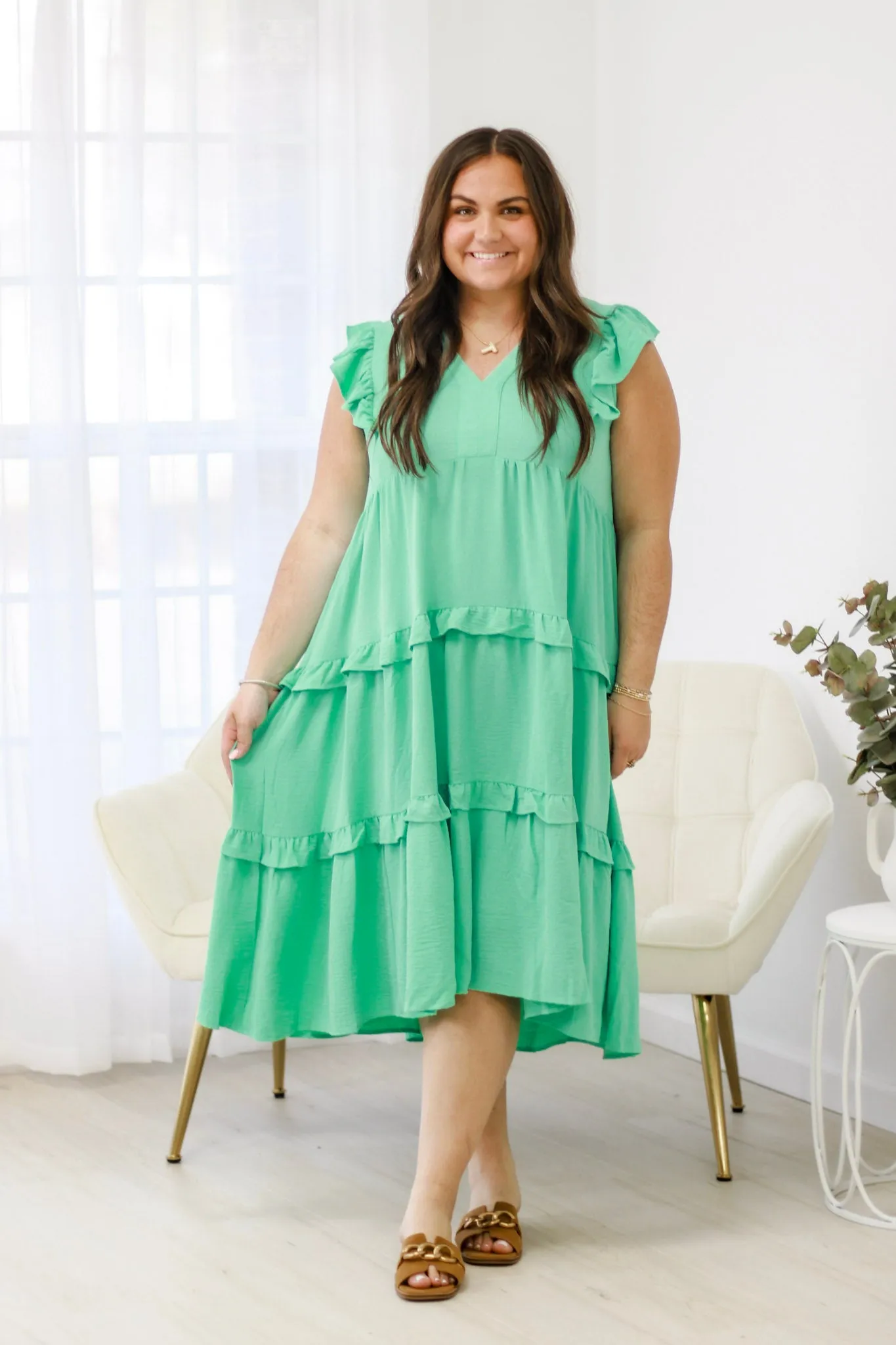 Lucky To Have You Midi Dress in Emerald