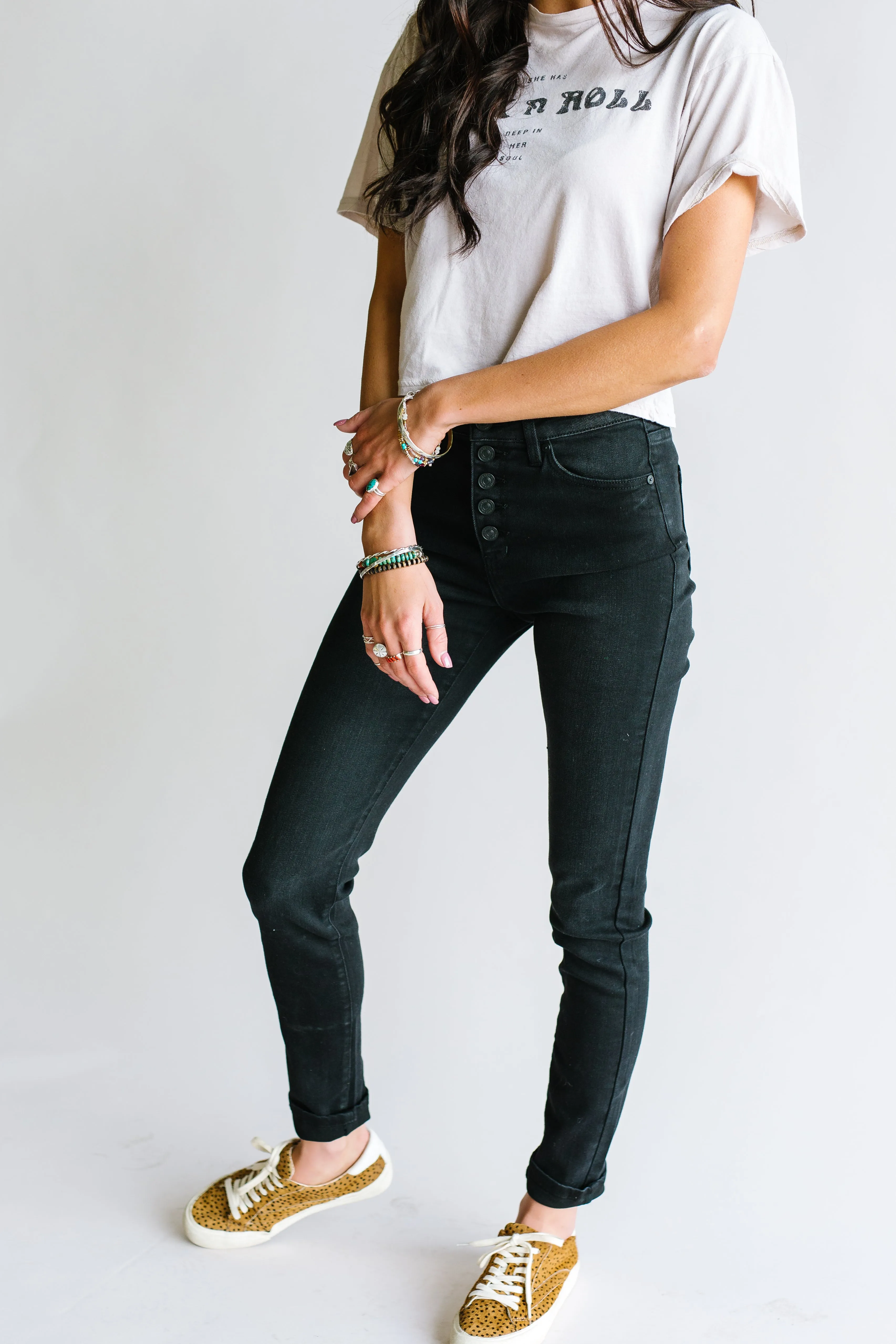 Manhattan Beach High Rise Button Fly Skinny