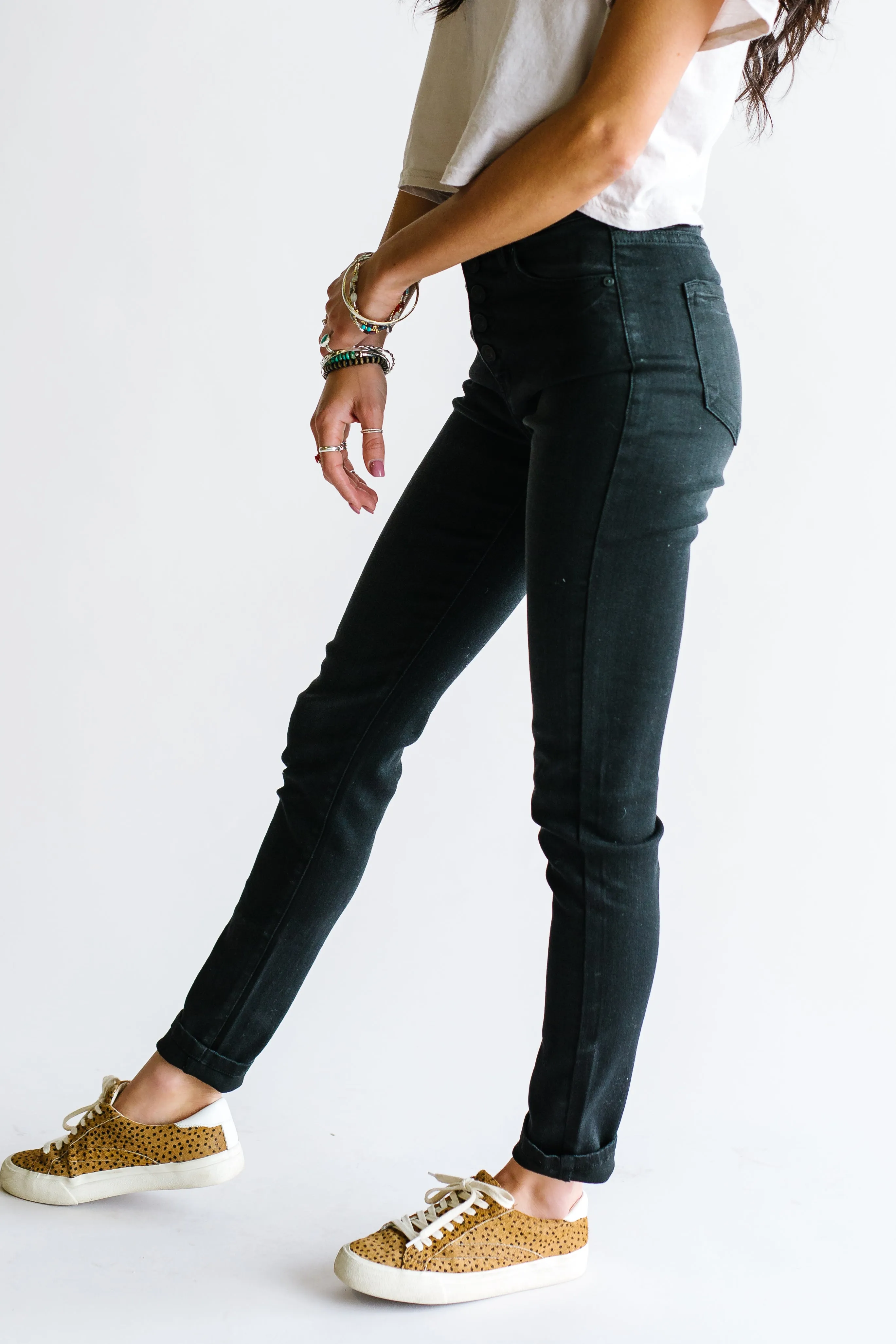 Manhattan Beach High Rise Button Fly Skinny