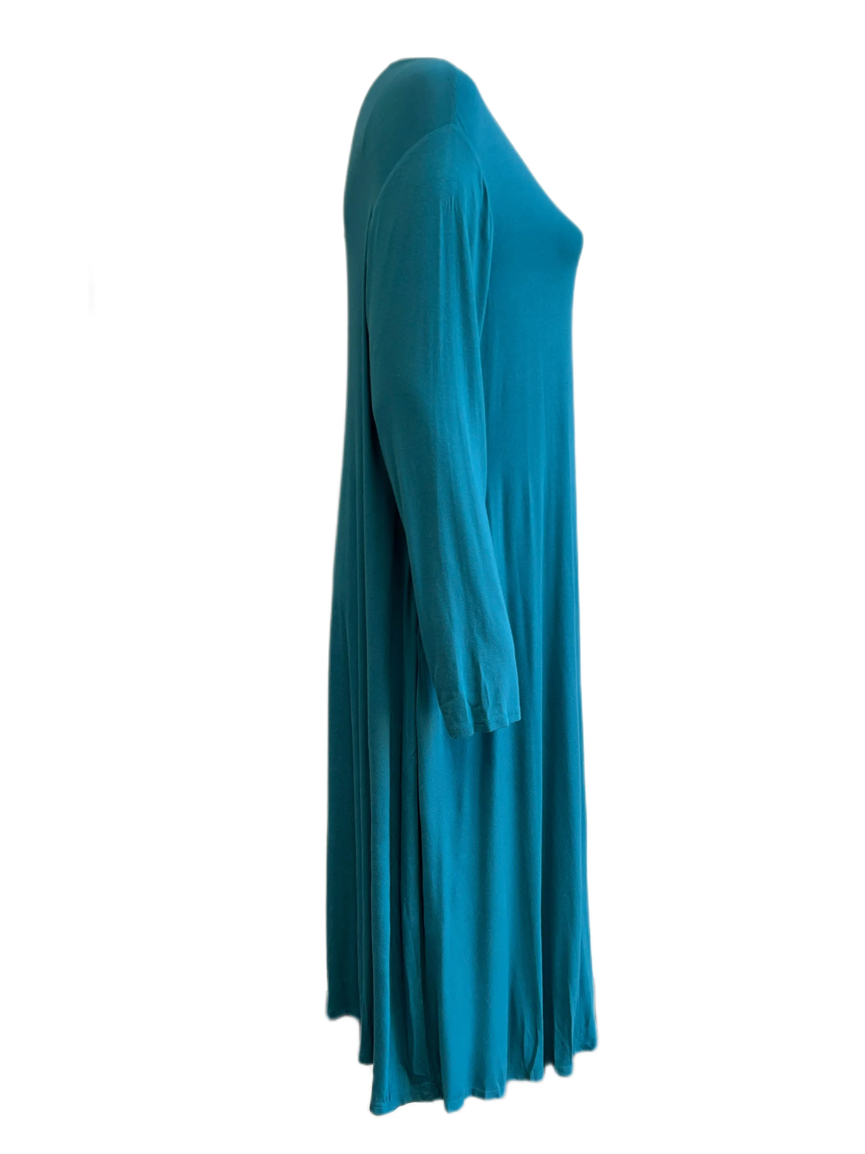 Marina Rinaldi Women's Green Occulto Long Sleeve Jersey Maxi Dress NWT