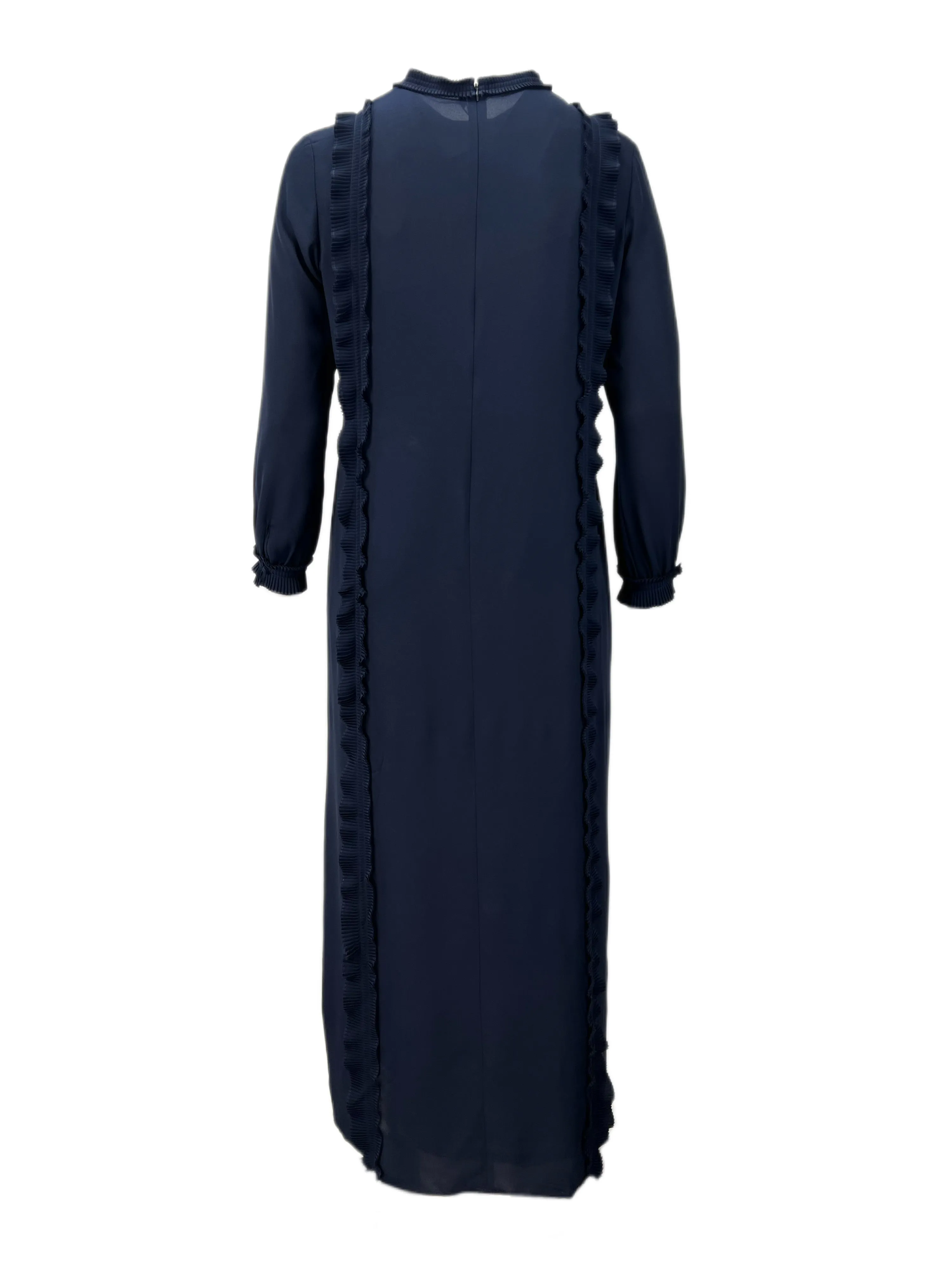 Marina Rinaldi Women's Navy Demetra Ruffle Frot Maxi Dress NWT
