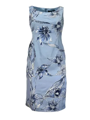 Marina Rinaldi Women's Ski Blue Decaedro Sleeveless Beaded Dress Size 12W/21