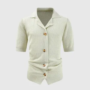 Men's Short Sleeve Hollow Mesh Casual Cardigan