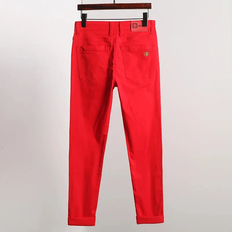 Men's Slim Jeans Regular Fit Straight Stretch Denim Pants Fashion Business Casual Loose Jeans Trousers