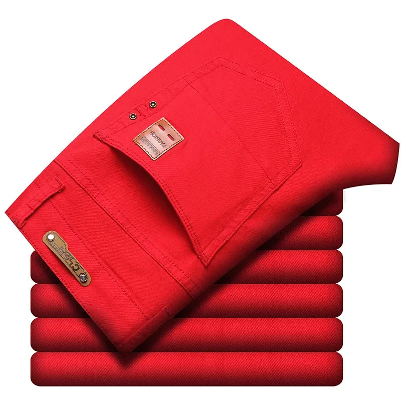 Men's Slim Jeans Regular Fit Straight Stretch Denim Pants Fashion Business Casual Loose Jeans Trousers