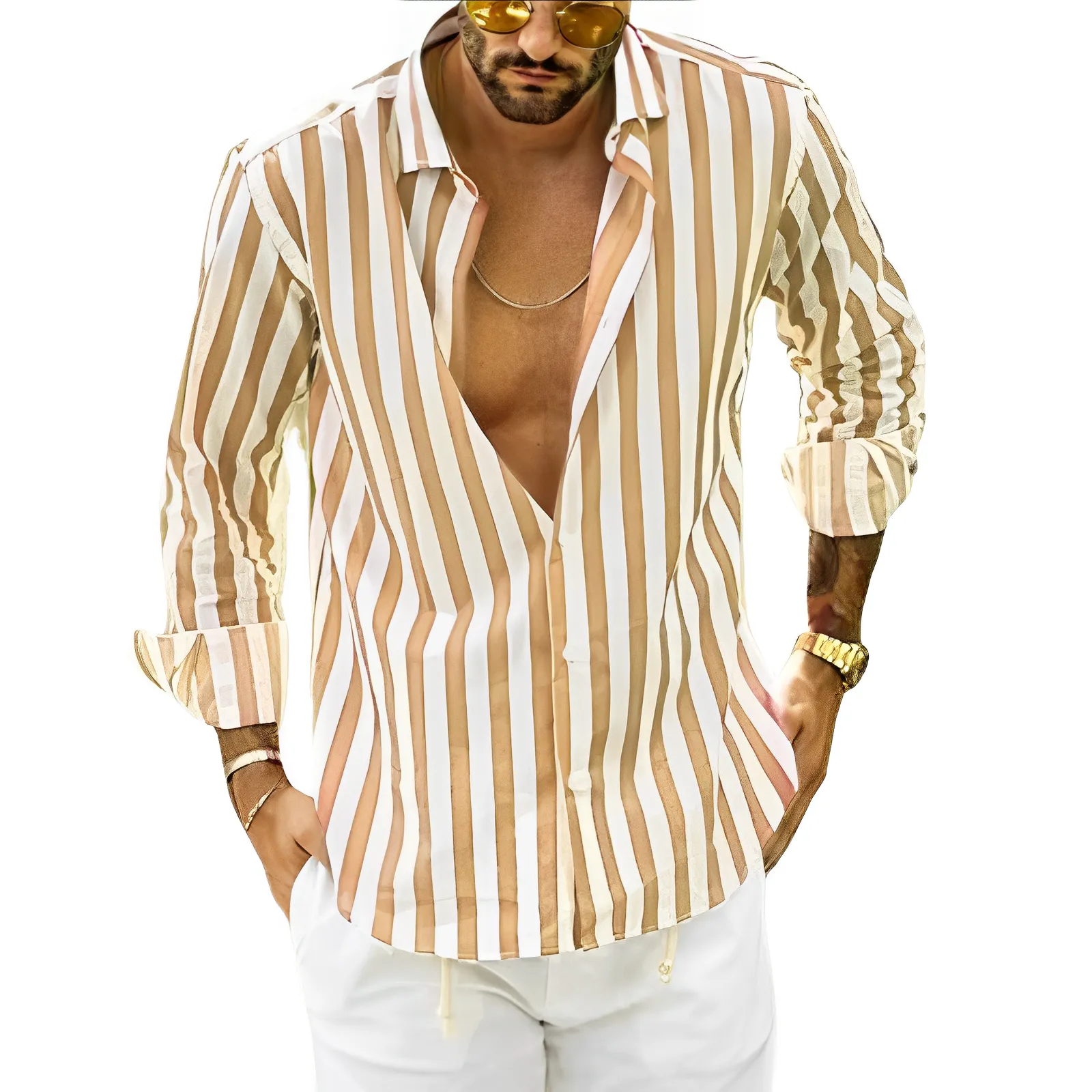 Men's Vertical Stripe Button-Up Shirt for Style – Benjamin