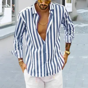 Men's Vertical Stripe Button-Up Shirt for Style – Benjamin