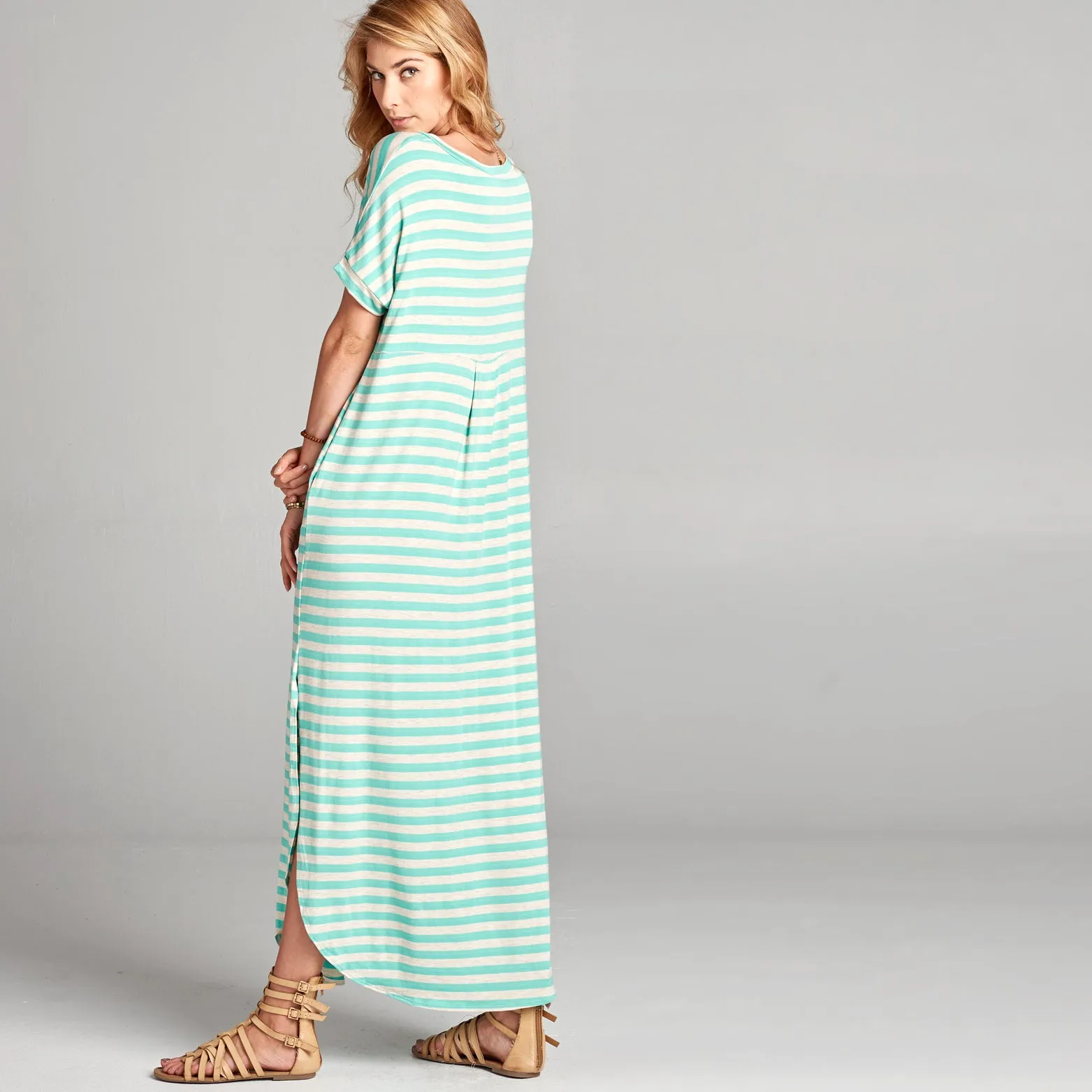 Mint Oat Striped Maxi Dress