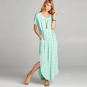 Mint Oat Striped Maxi Dress