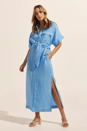 Moat Peacock Blue Shirt Dress