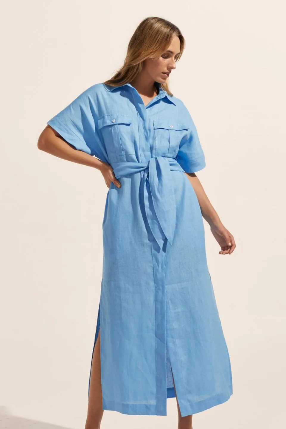 Moat Peacock Blue Shirt Dress