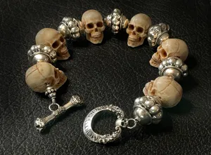 Mortis Ores Antler Skull & Silver Bead Bracelet