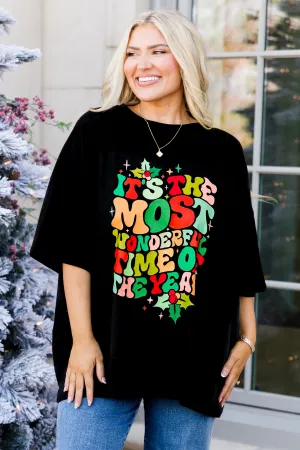 Most Wonderful Time Boyfriend Tee, Black