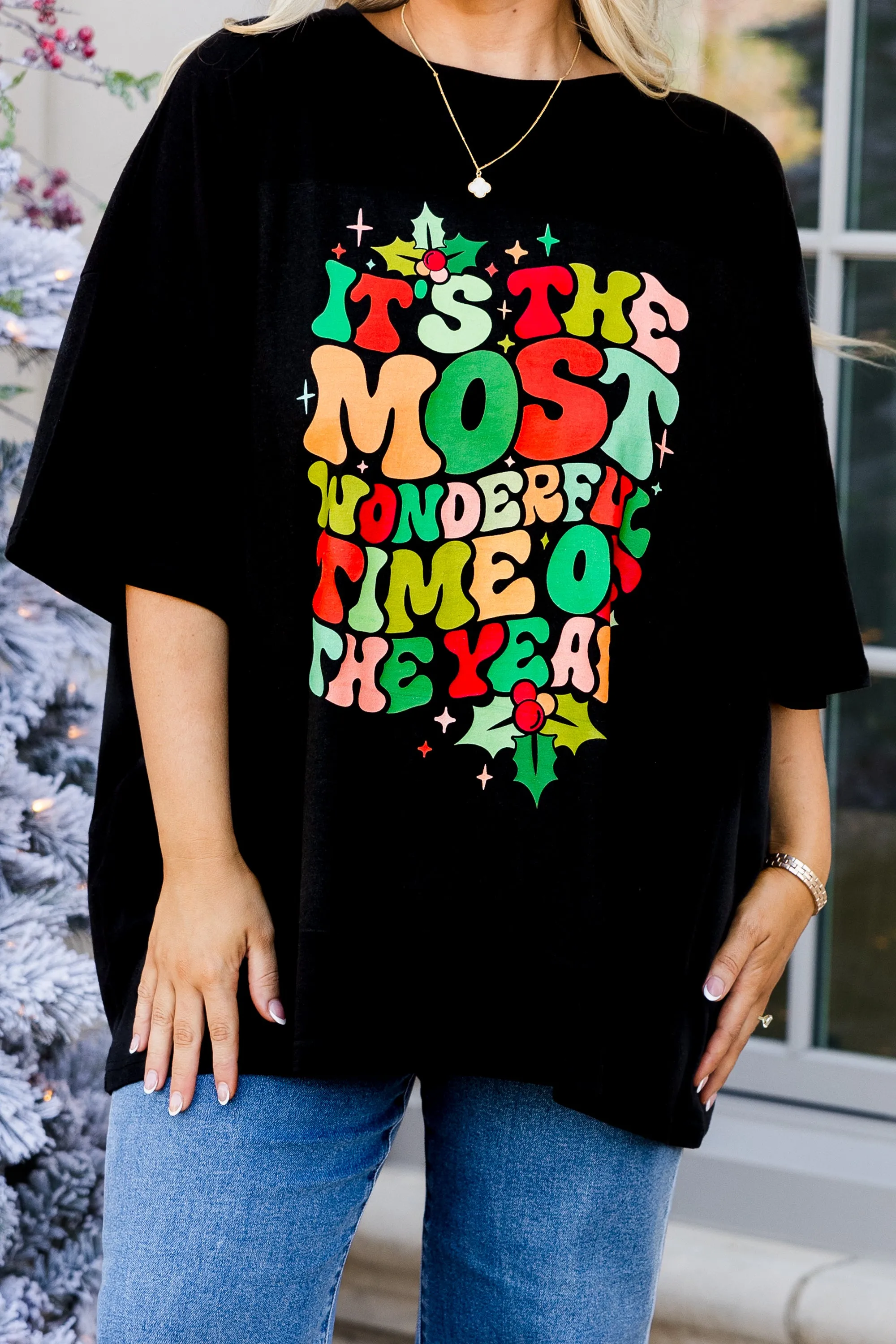Most Wonderful Time Boyfriend Tee, Black