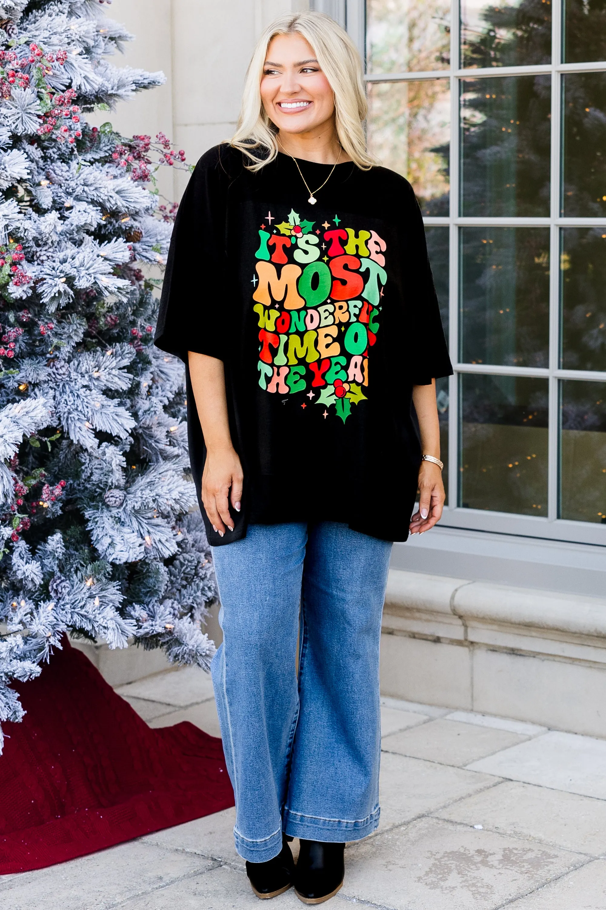 Most Wonderful Time Boyfriend Tee, Black