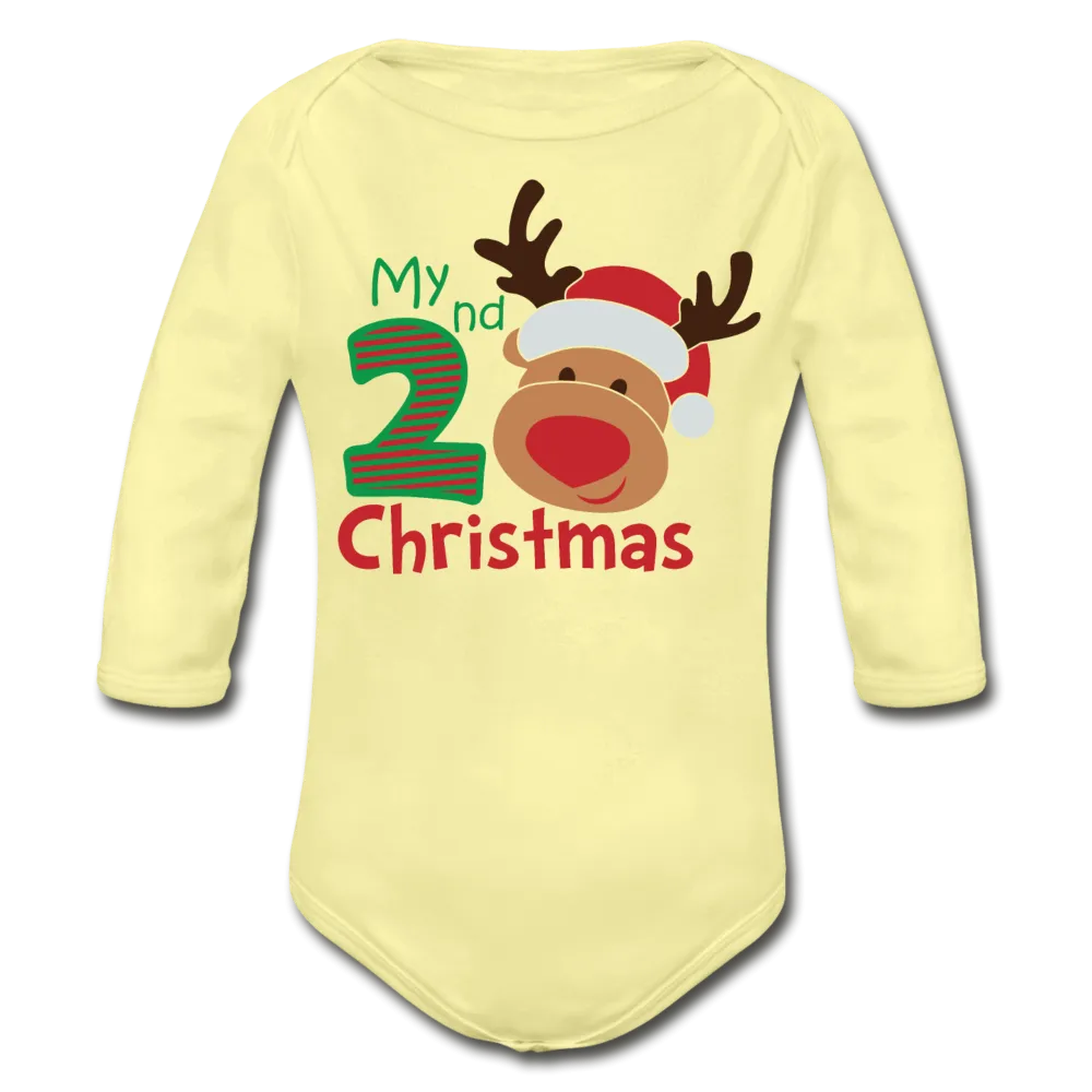 My Second Christmas Organic Long Sleeve Baby Bodysuit