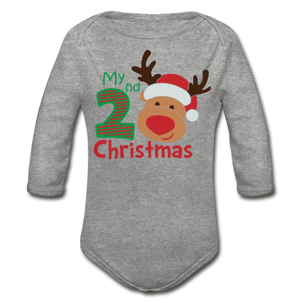 My Second Christmas Organic Long Sleeve Baby Bodysuit
