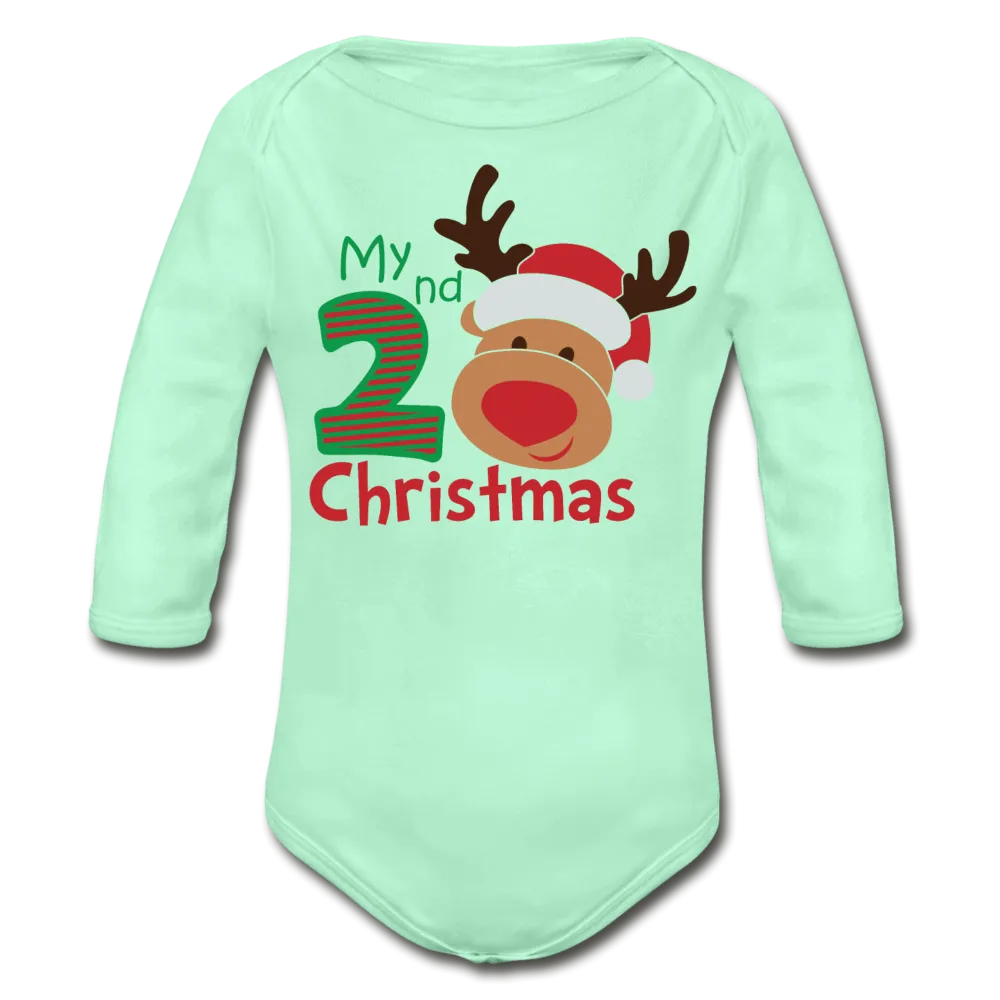 My Second Christmas Organic Long Sleeve Baby Bodysuit
