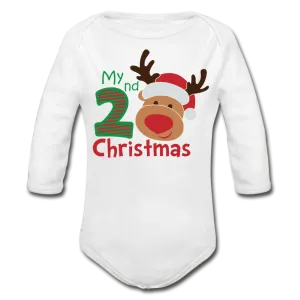 My Second Christmas Organic Long Sleeve Baby Bodysuit
