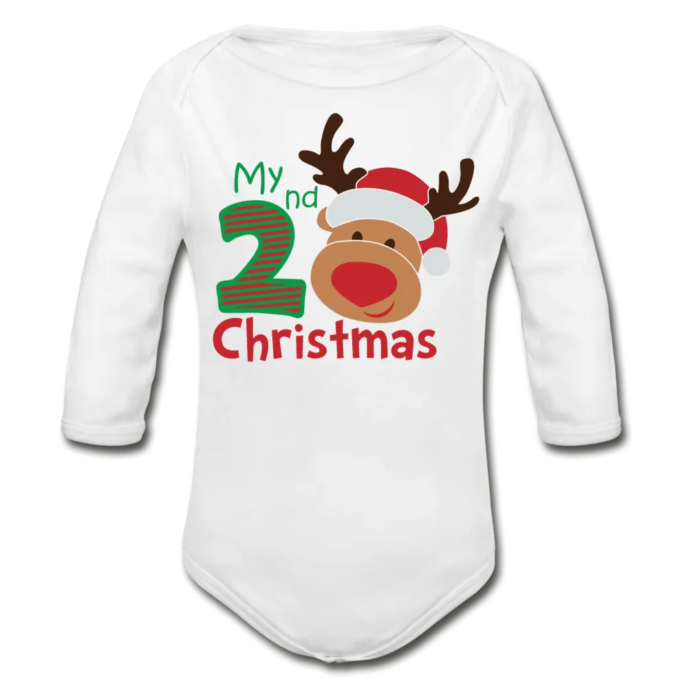 My Second Christmas Organic Long Sleeve Baby Bodysuit