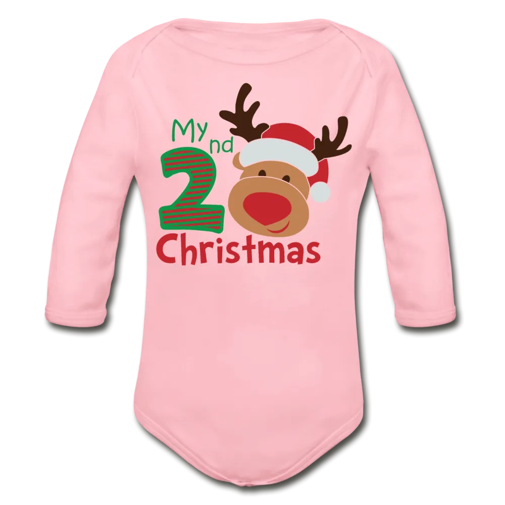 My Second Christmas Organic Long Sleeve Baby Bodysuit