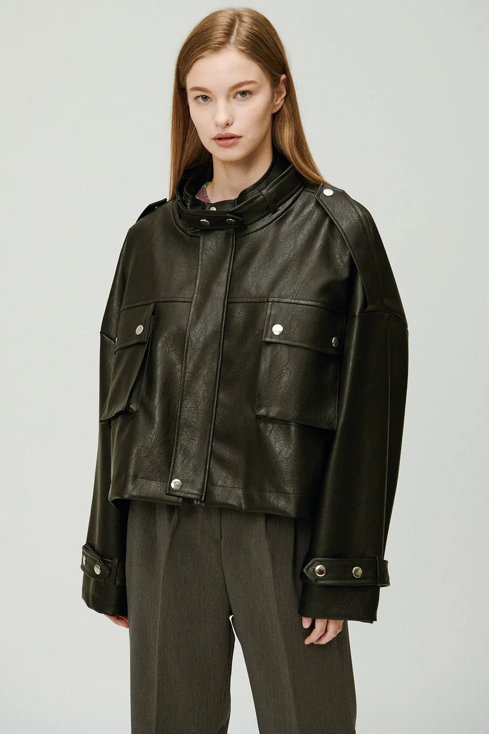 Naomi Oversized Pleather Jacket