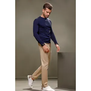 Navy Blue Full Sleeves Crew Neck