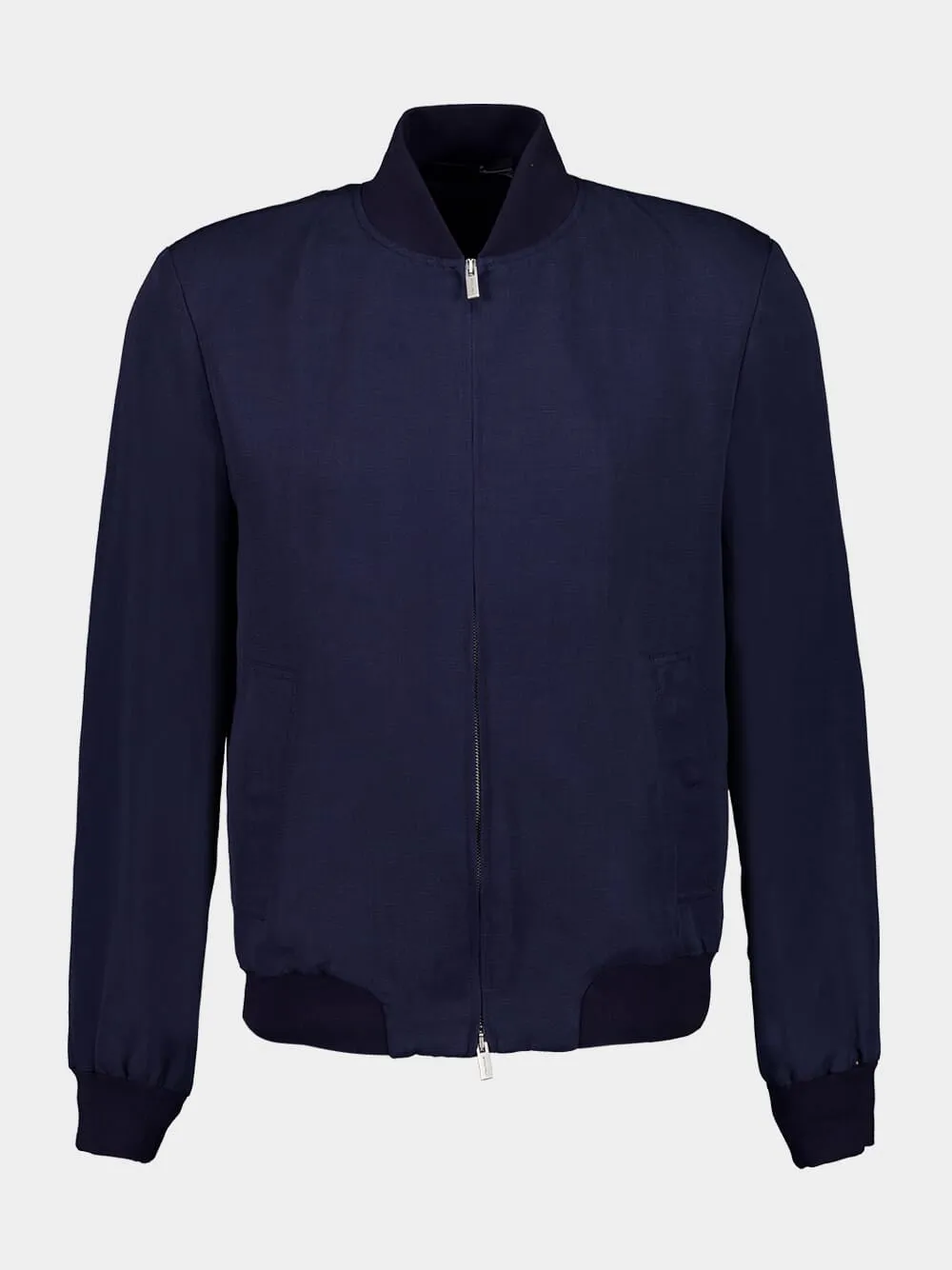 Navy Blue Lyocell Bomber Jacket