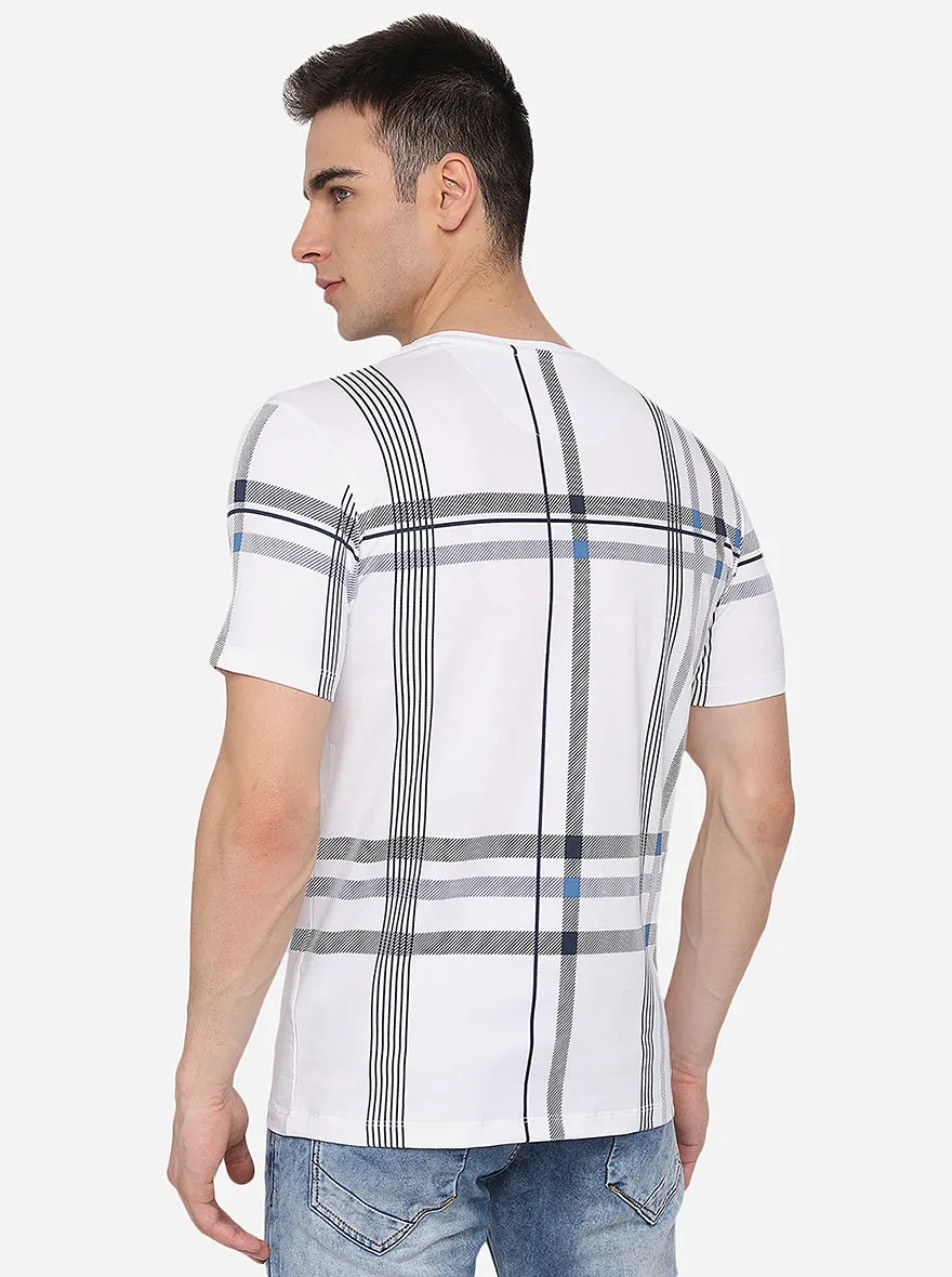 Navy Blue Printed Slim Fit T-Shirt | JadeBlue