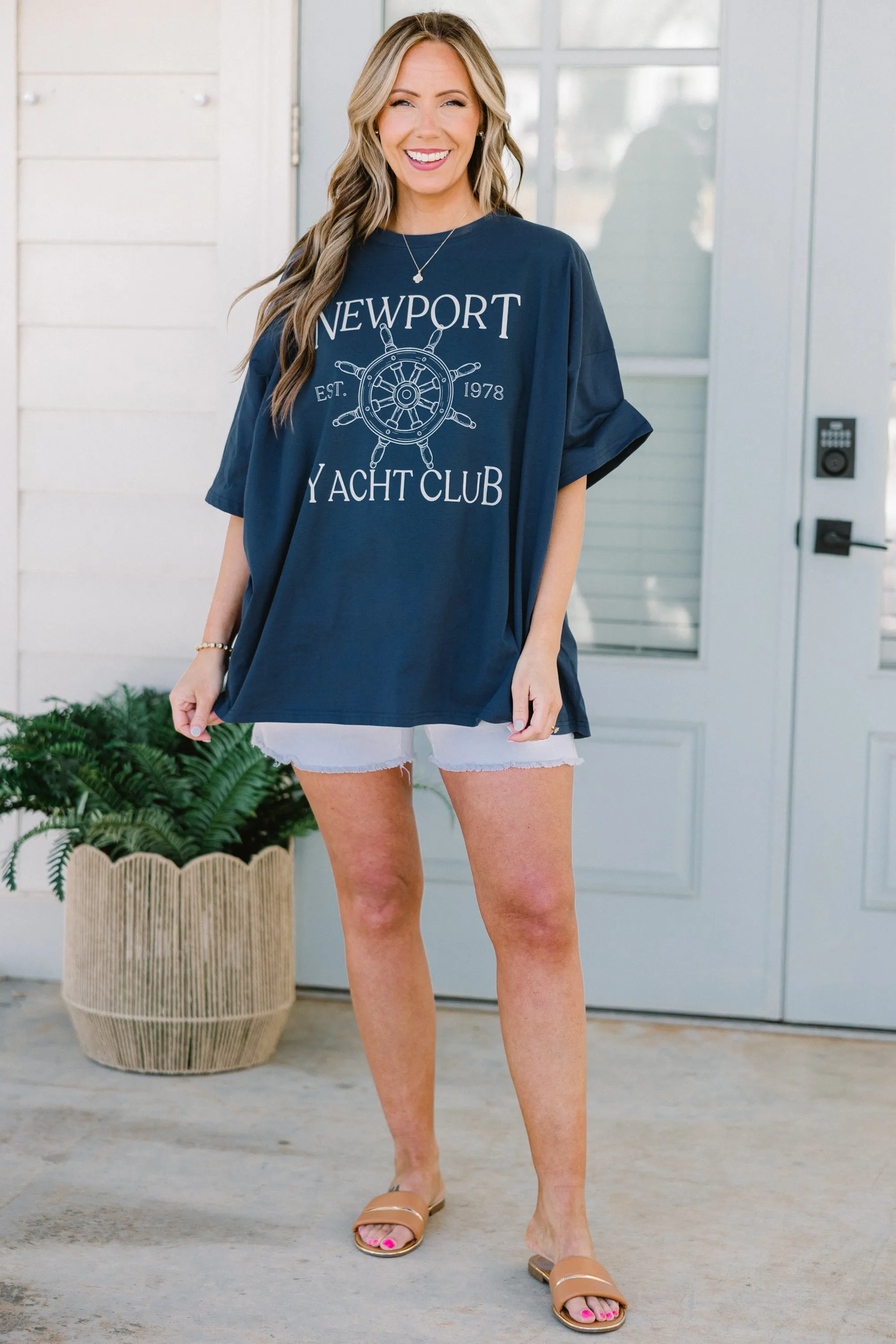 Newport Yacht Club Boyfriend Tee, Navy